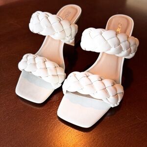 Women's White Braided Sandals